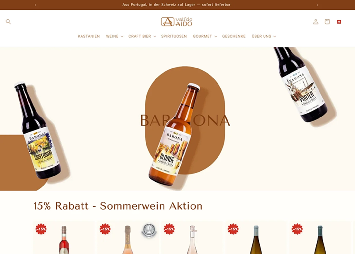 The Vall'doAido shop homepage